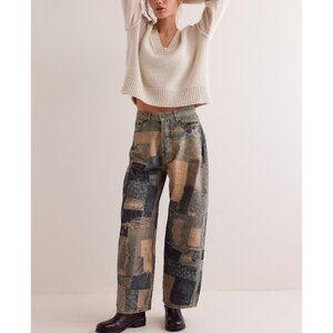 NWT Free People Patchwork Jeans - Blue and Tan